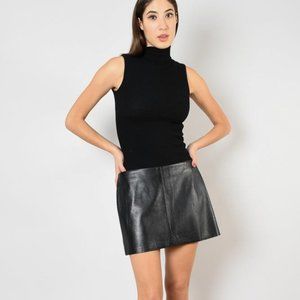 NEW Revolve Designer LNA 100% Genuine Leather Mini Skirt. Black Size XS